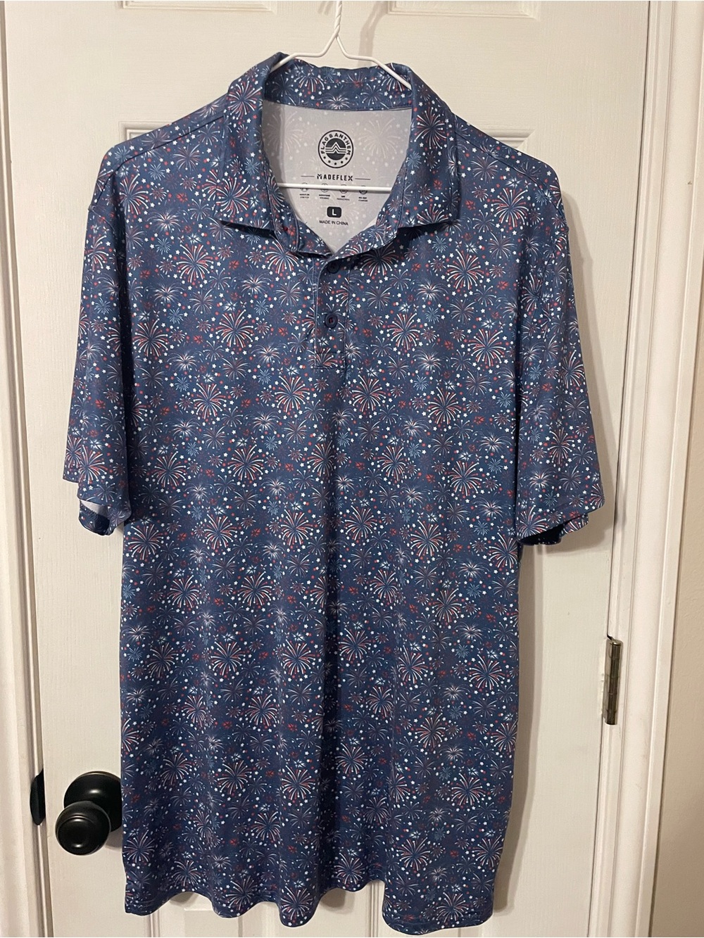 Blue Firework-Print Polo Shirt by Flag & Anthem
